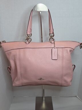 Coach Lenox Satchel Pebbled Leather Pink - Style F59325